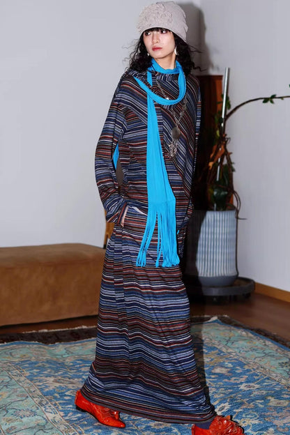 Striped Brushed Long-Sleeved Top