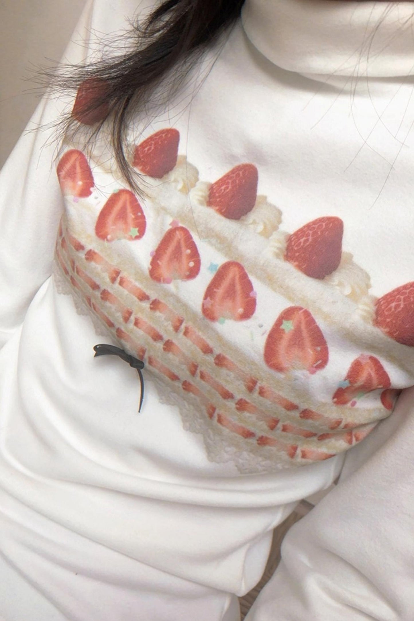 Happy Birthday Strawberry Cake Turtleneck Top