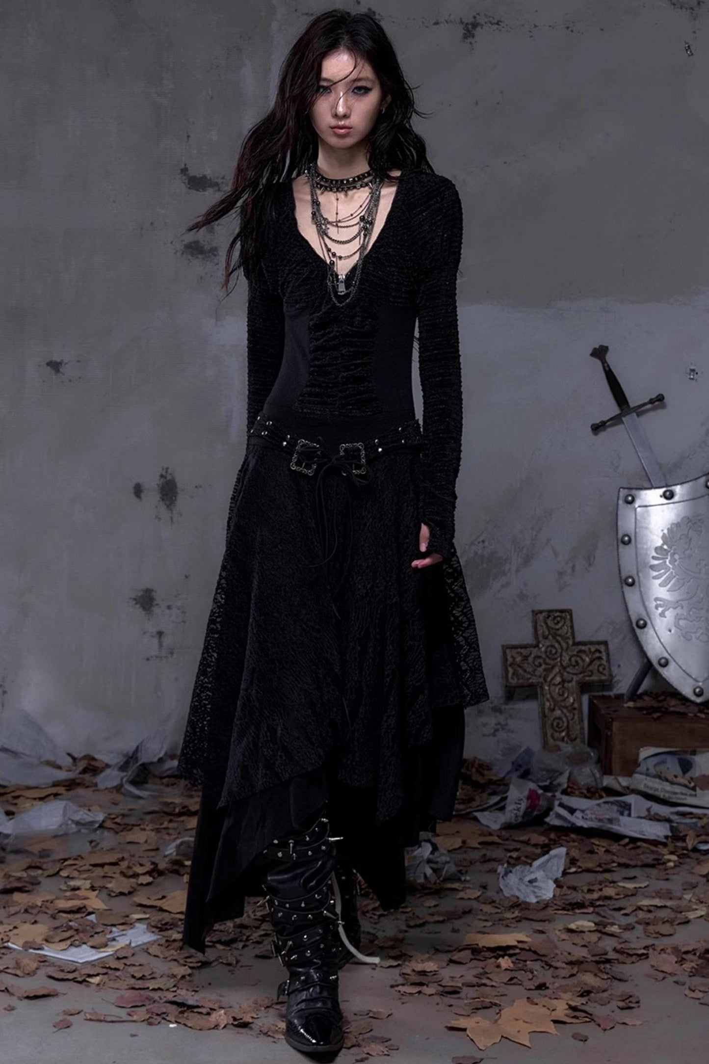 Court Dream Puff Sleeve Lace Maxi Dress