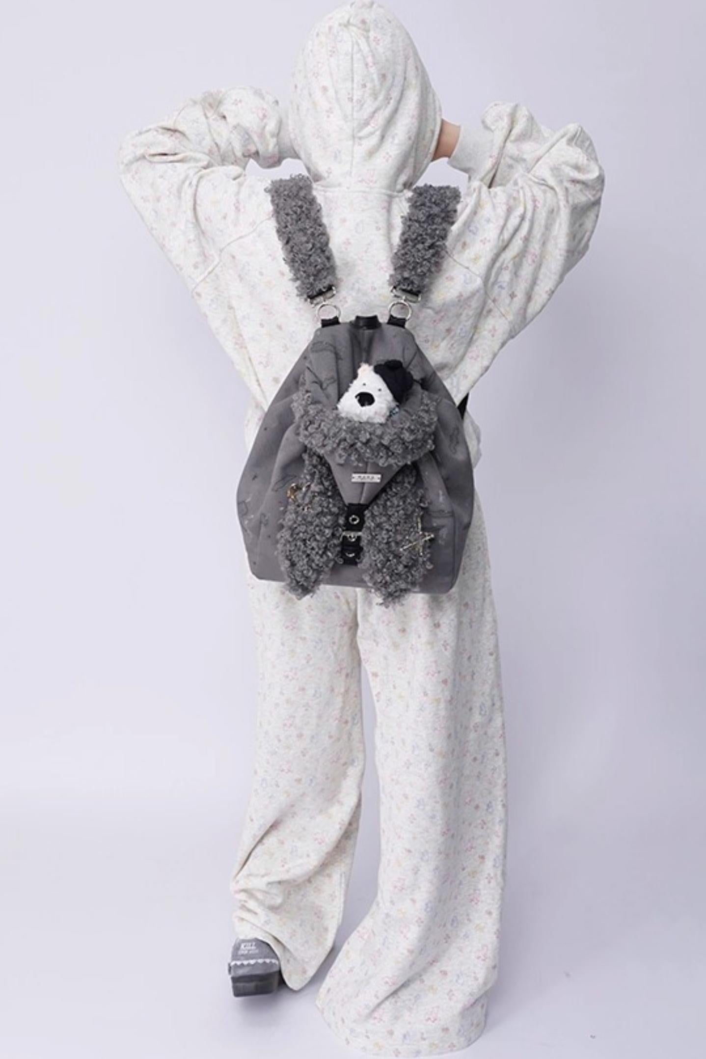 Cute Furry Rabbit Ears Backpack