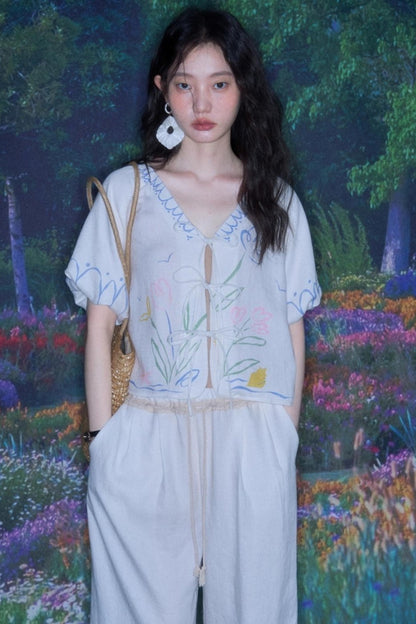 Morning Dew Tulip Tencel Linen Strappy Set-Up