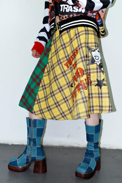 Punk Plaid Layered Skirt