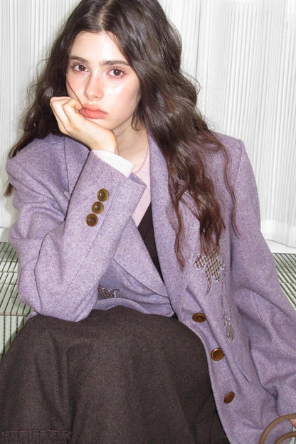 Wool Houndstooth Preppy Suit Skirt Set-Up