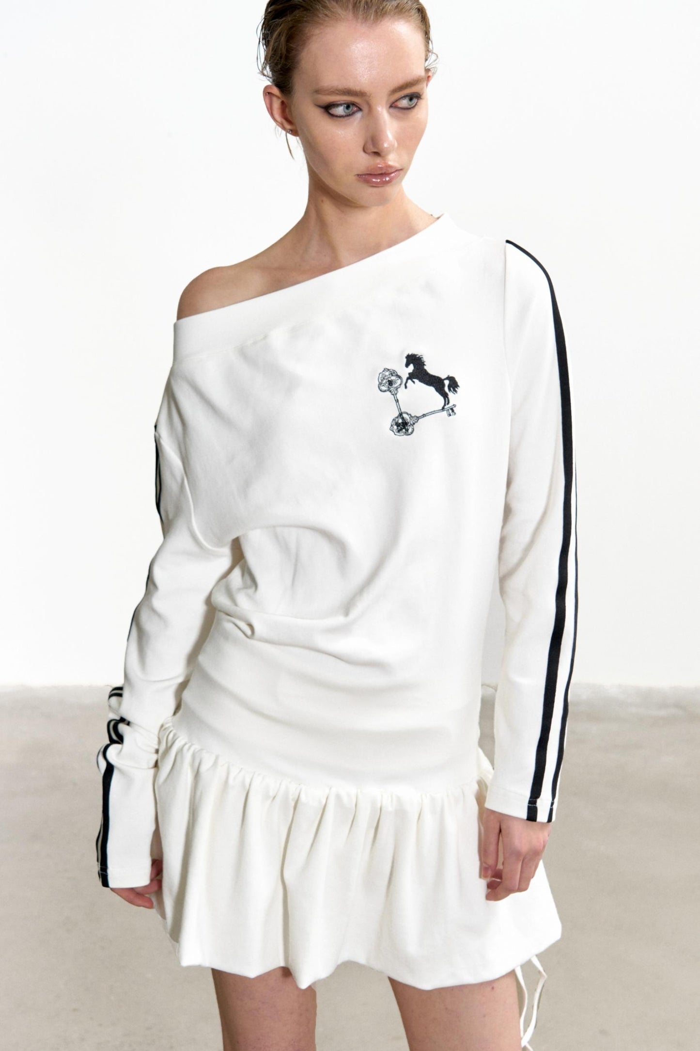 Slouchy Pleated T-Shirt Dress