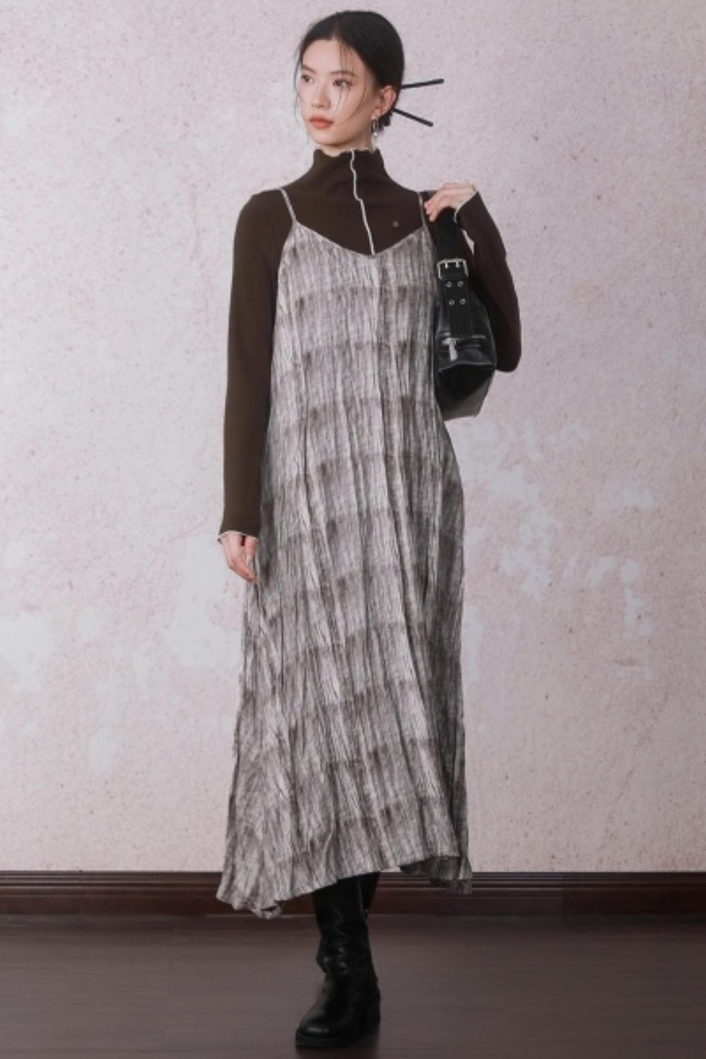 Cocoa Brown Half-Turtleneck Top