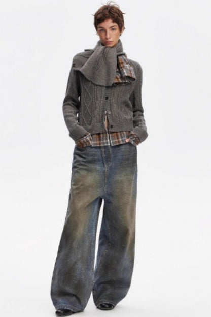 Wool Twist Pattern Cardigan Set-Up