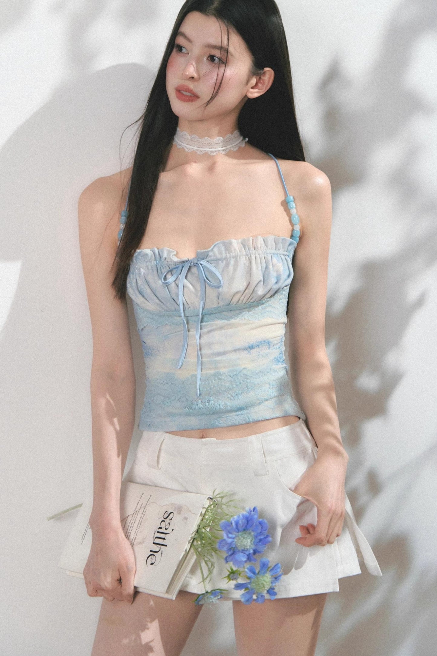 Summer Beaded Lace Waist Top