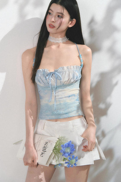 Summer Beaded Lace Waist Top