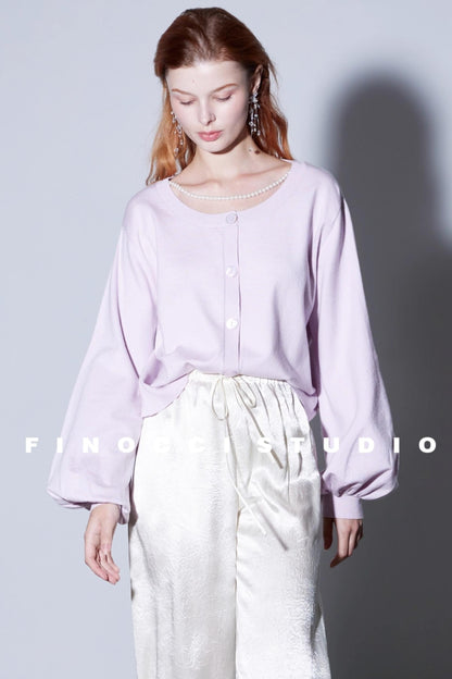 Custom Pearl Silk Cardigan