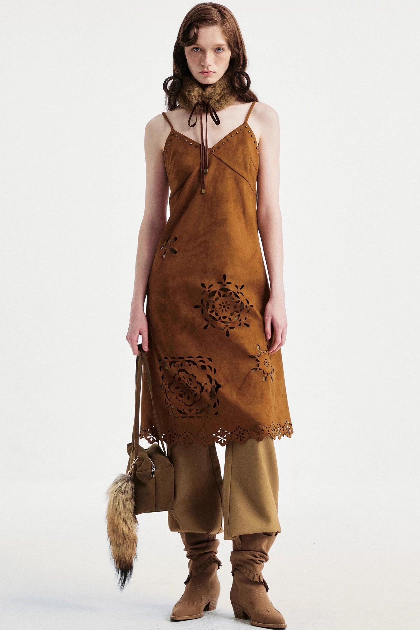 Two-Tone Lace Suede Dress