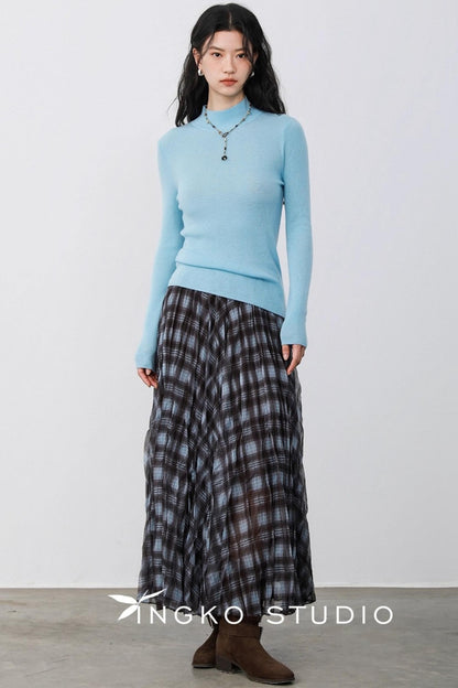 Blue Plaid Gauze Skirt