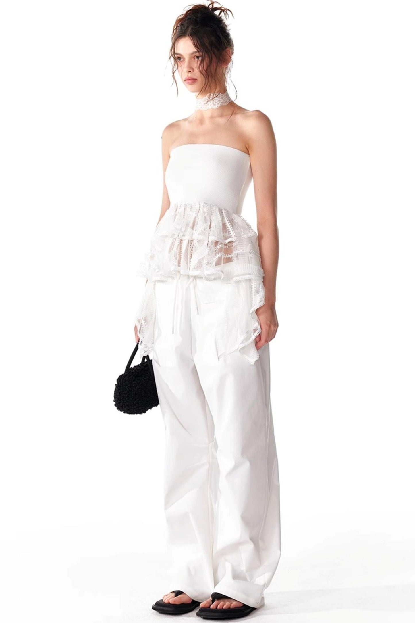 Summer Slim Ruffle Lace Top