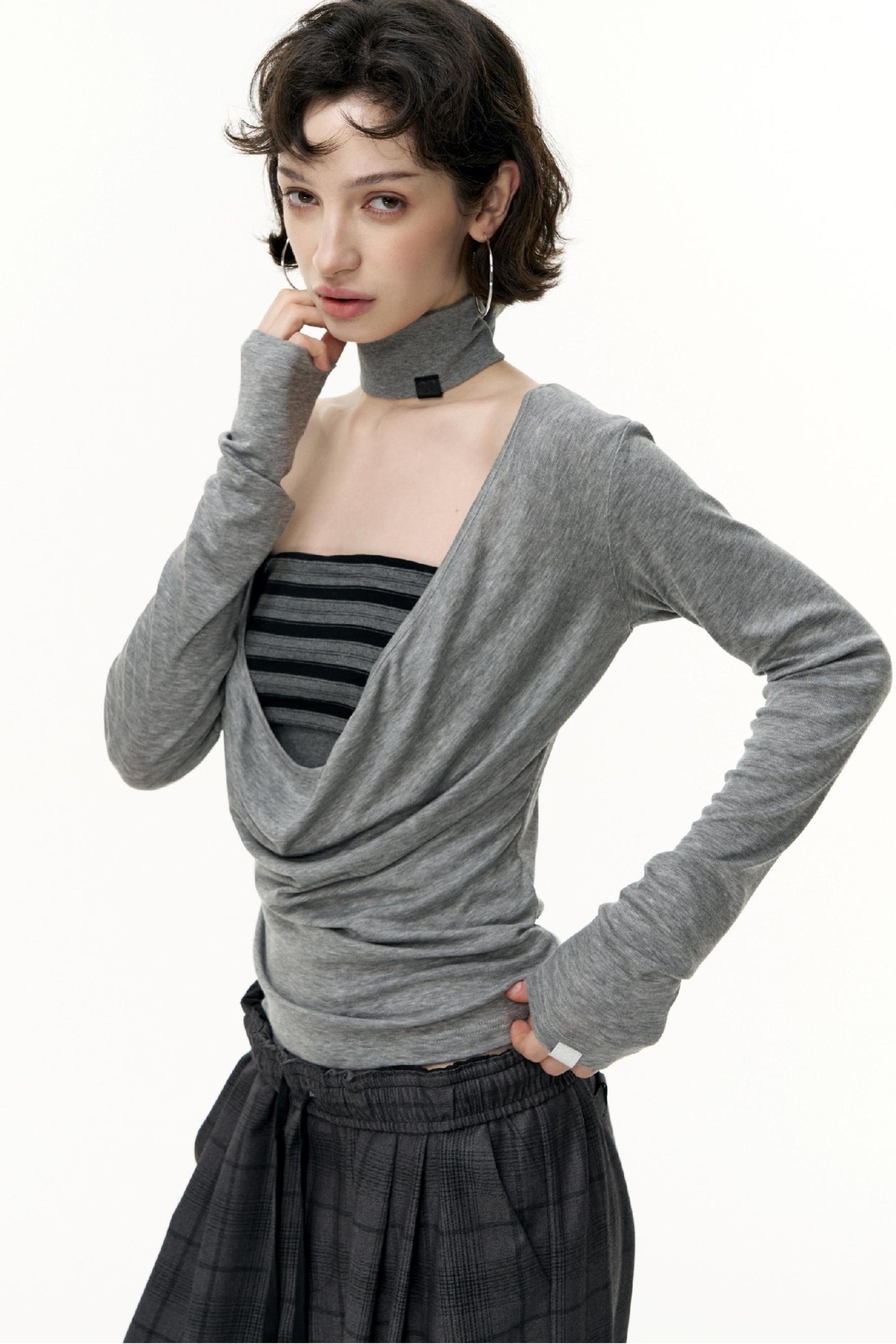 Fantasy Lyocell Collar Long-Sleeved T-Shirt