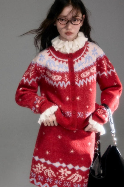 Snowflake Jacquard Cardigan Set-Up