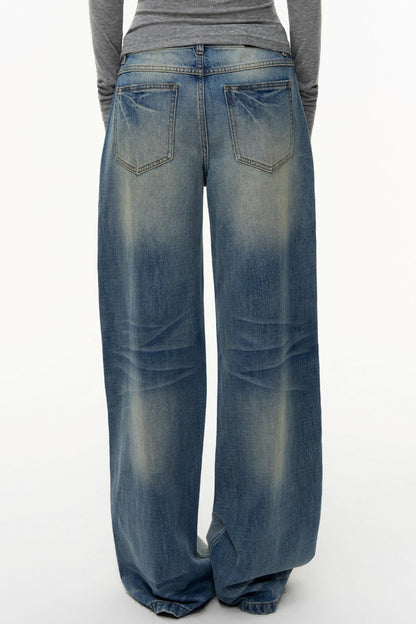 Loose Straight Wide-Leg Scimitar Jeans