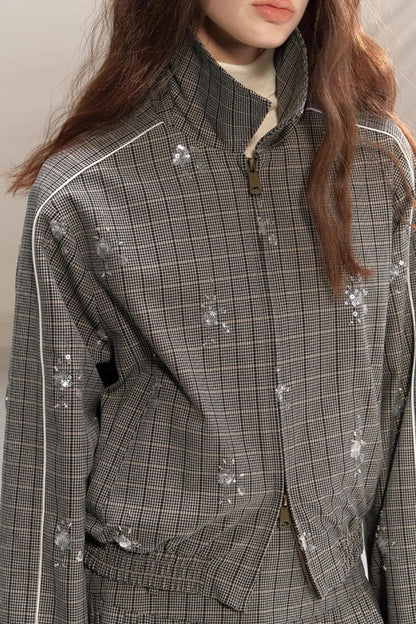 Gray Beaded Academy Jacket Set-Up