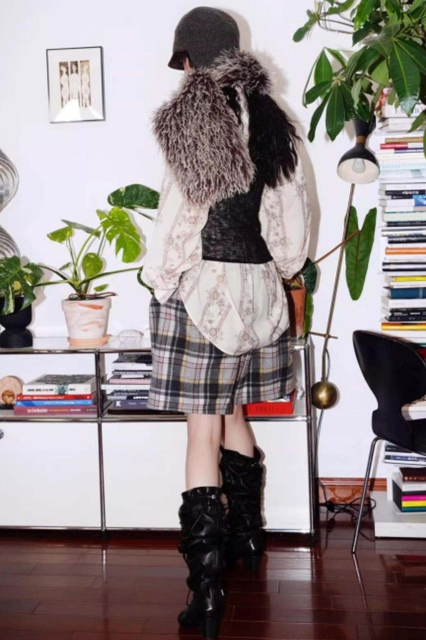 Vintage Plaid Wide-Leg Shorts