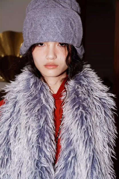 Vintage Lace-up Plush Scarf