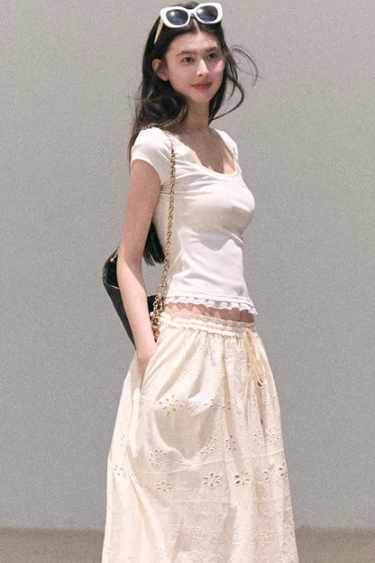 Lace Bohemian Short-Sleeve T-Shirt