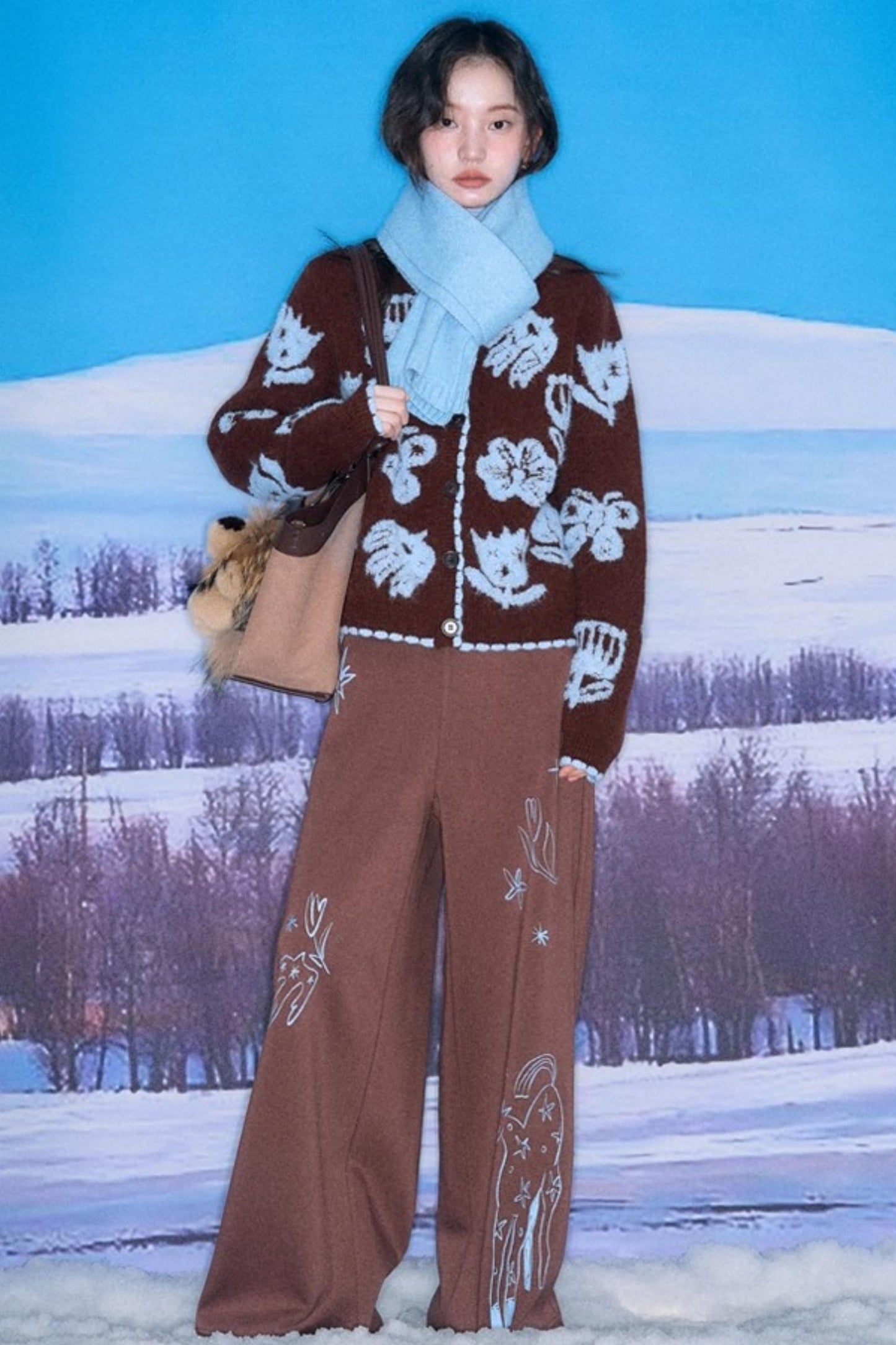 Velvet Jacquard Cardigan Set-Up