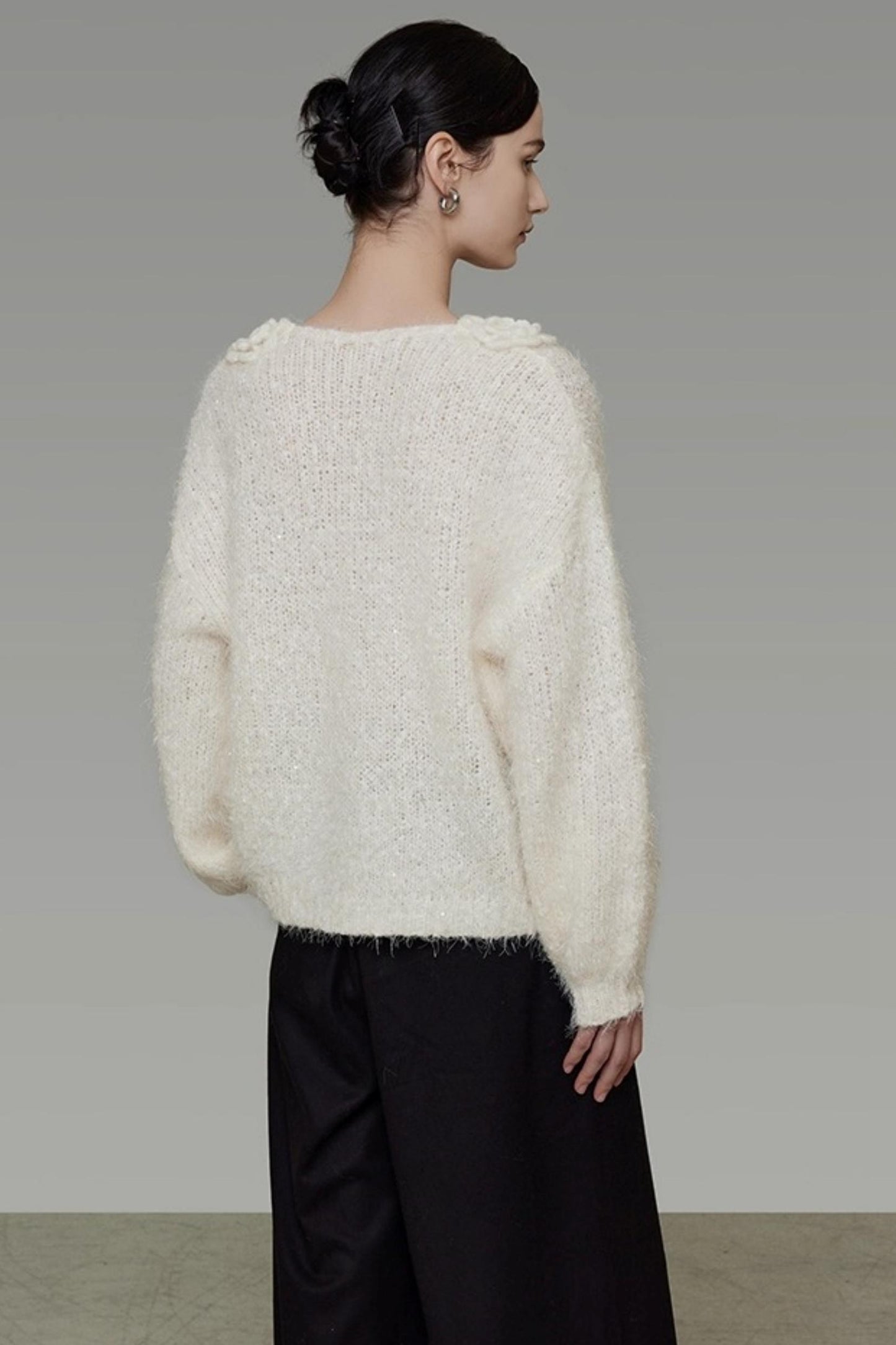 Stereo Lace Knit Lantern Top