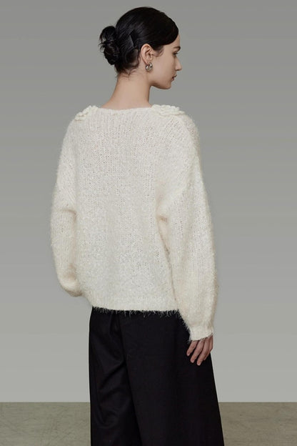 Stereo Lace Knit Lantern Top