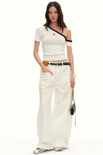 Asymmetrical Ice Linen Top