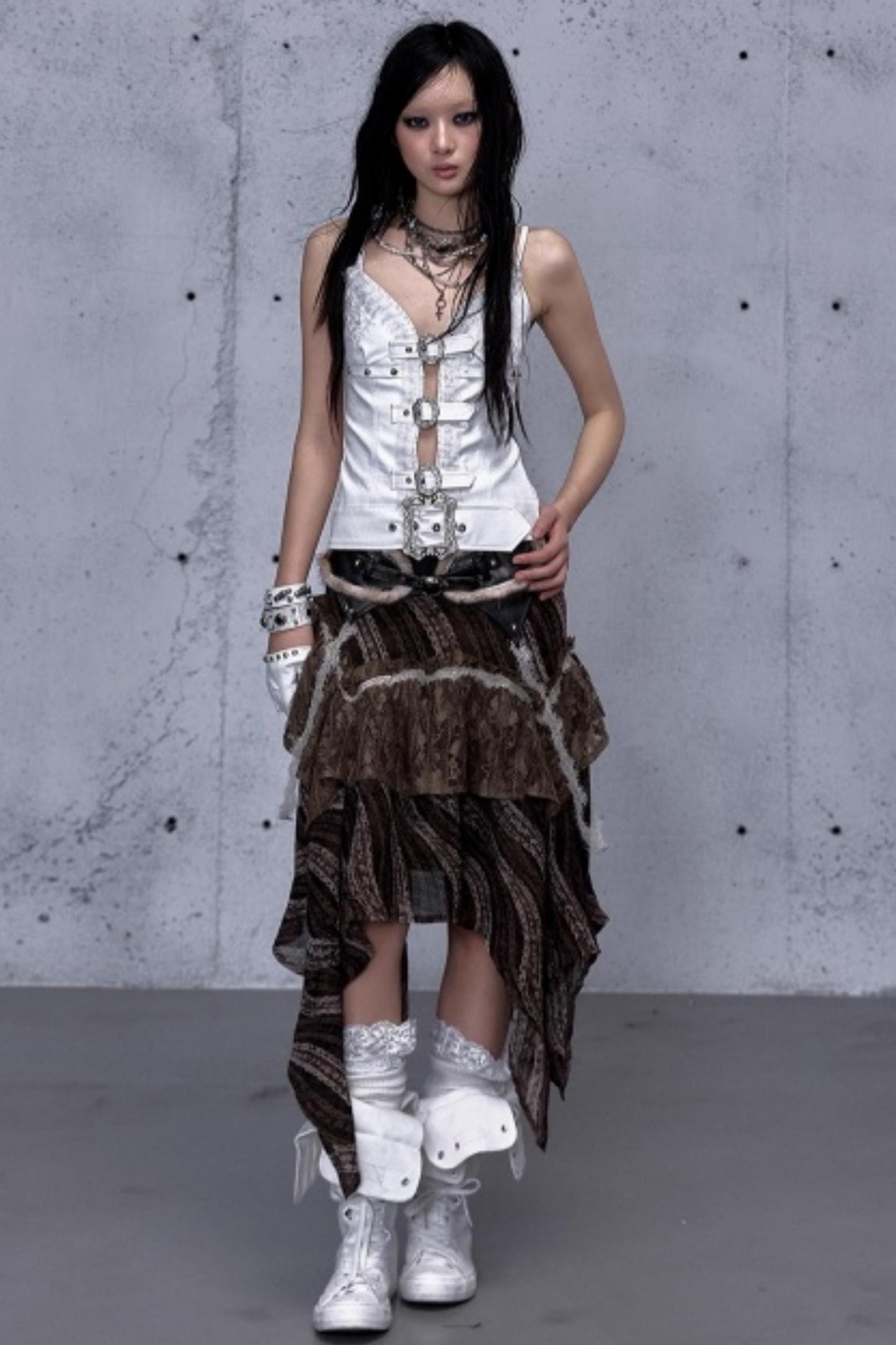 Embroidered Lace Leather Camisole