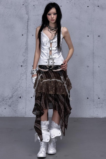 Embroidered Lace Leather Camisole