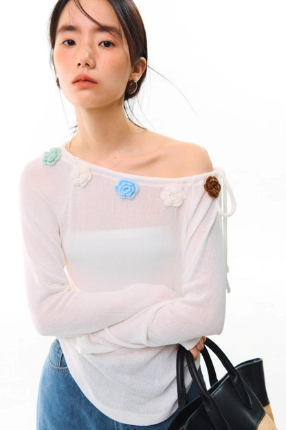 Flower Crochet Knit Top
