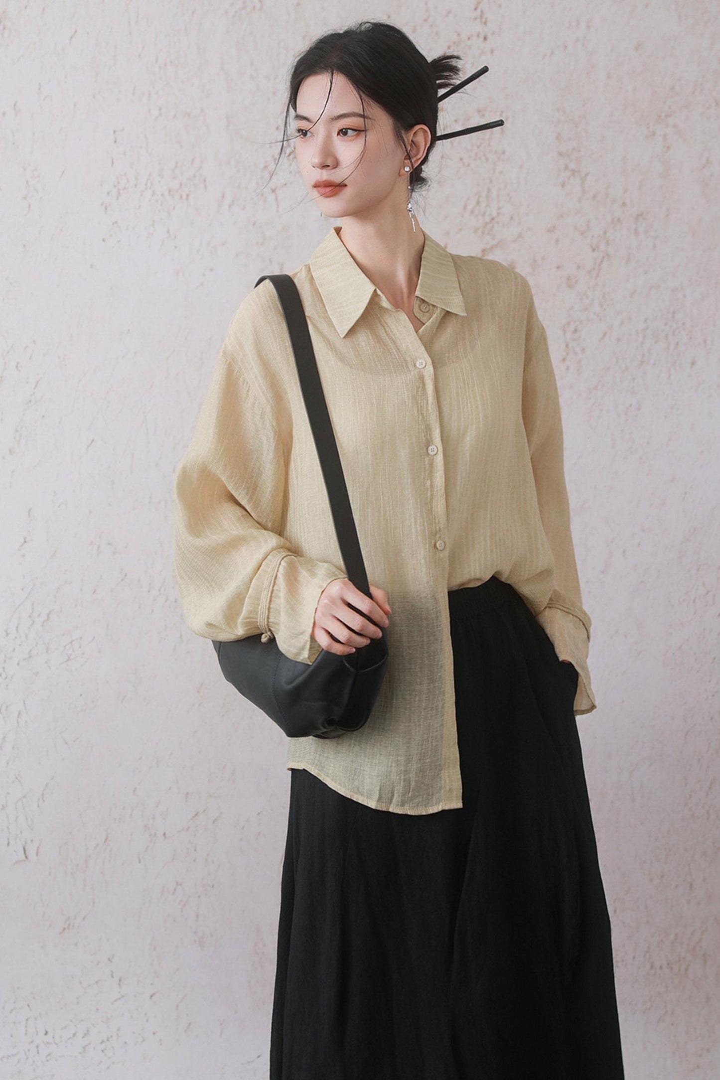 Sun-Protective Yellow Striped Shirt