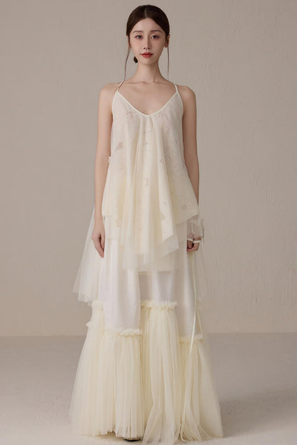 Floral Mesh Tie Neck Camisole