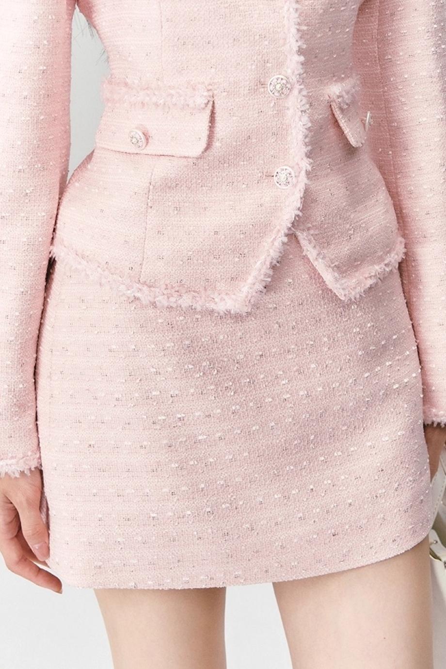 Pink French Tweed Skirt Set-Up