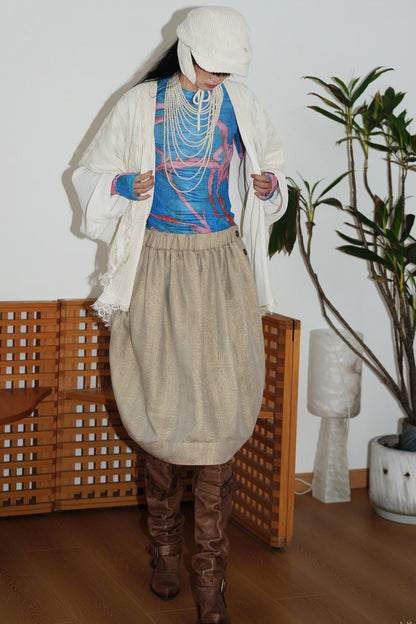 Chinese Mesh Cutout Long-Sleeved Top