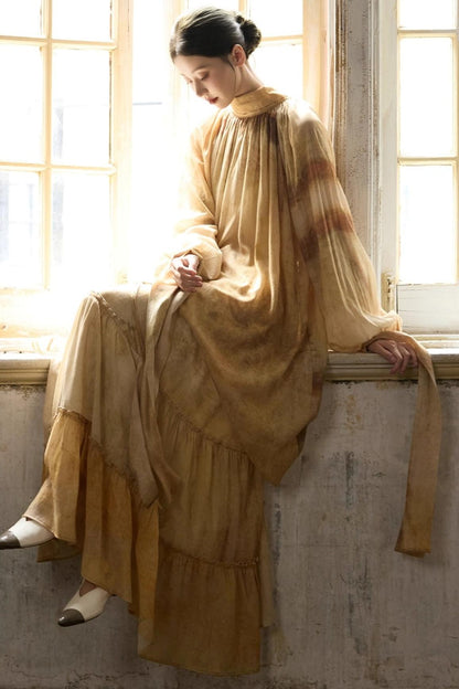 Romantic Lace-up Flowing Skirt Set-Up