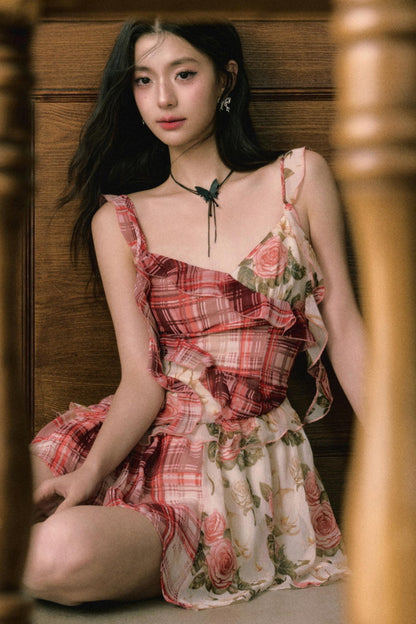 Floral Ruffle Halter Dress