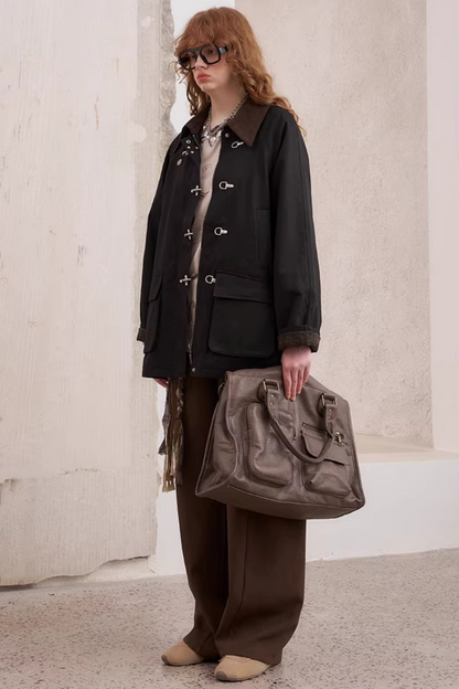 Hooded Brown Jacket Matching Set