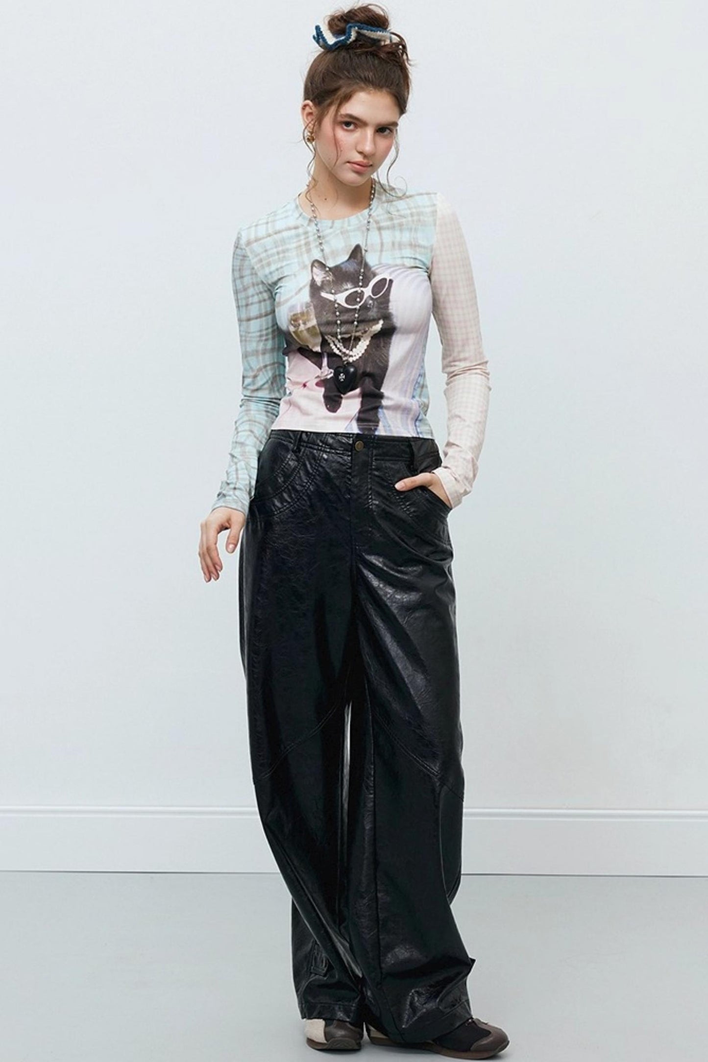 Slim Straight Leather Pants