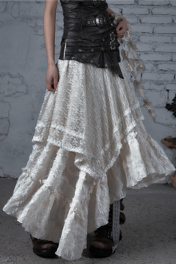 Dual-Wear Plaid Lace Bustier Skirt