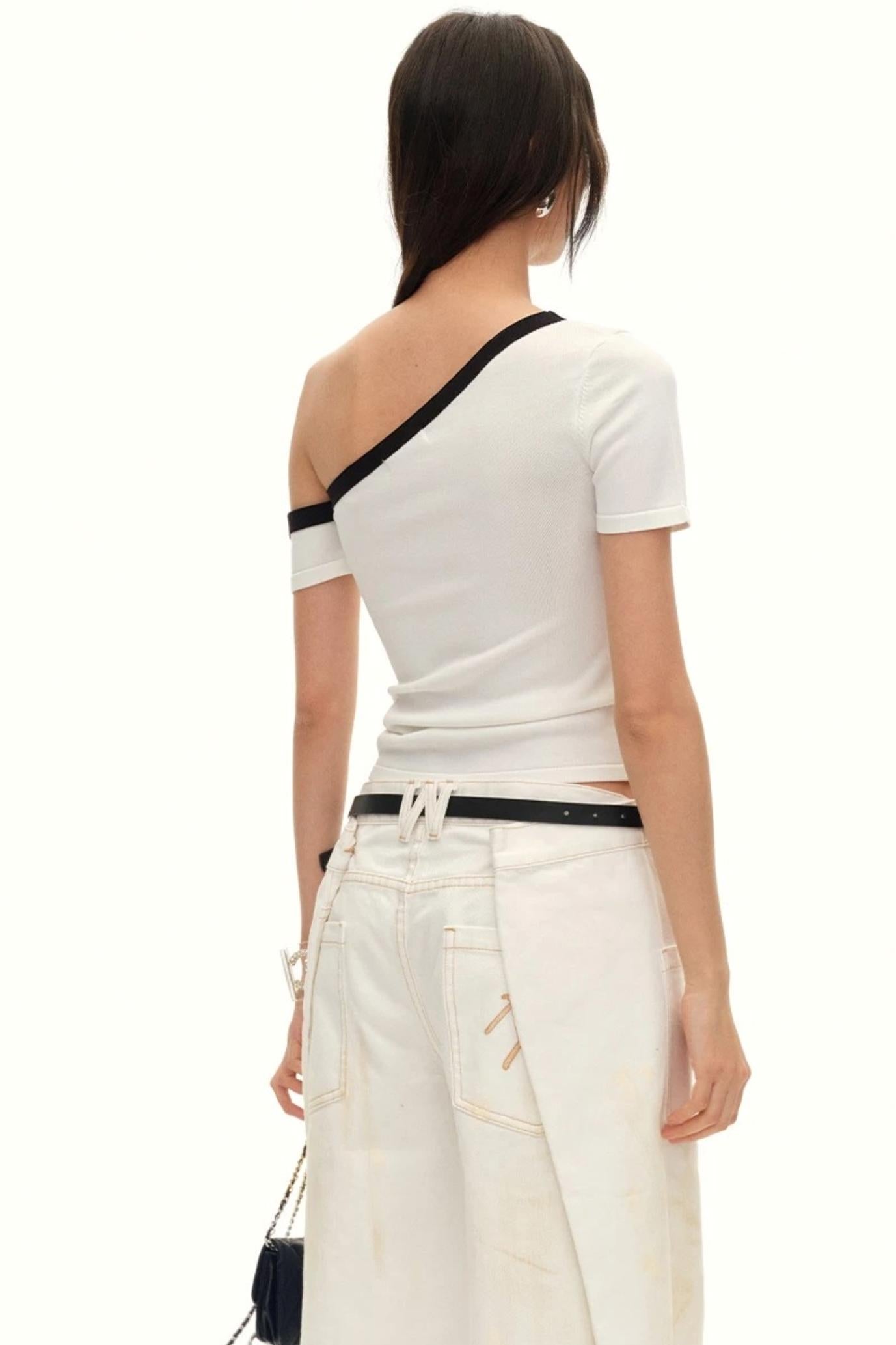 Asymmetrical Ice Linen Top