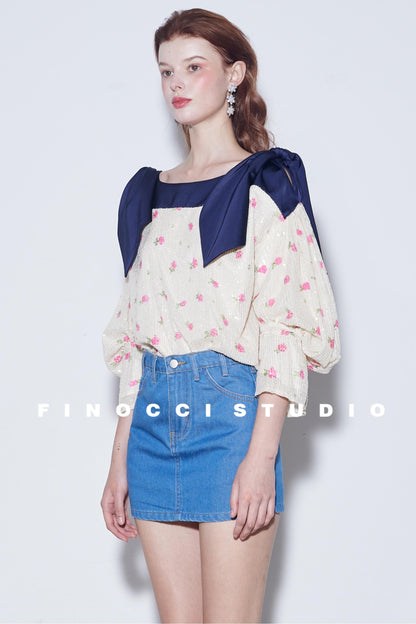 Sequin Rabbit Sleeve Shirt