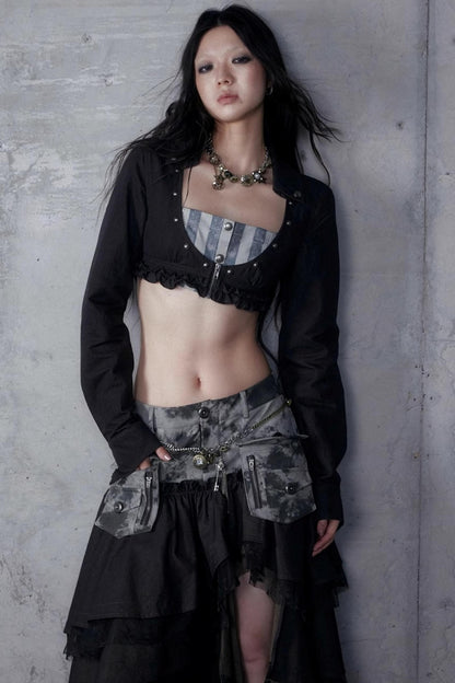 Vintage Punk Court Slim Print Long-Sleeved Shirts