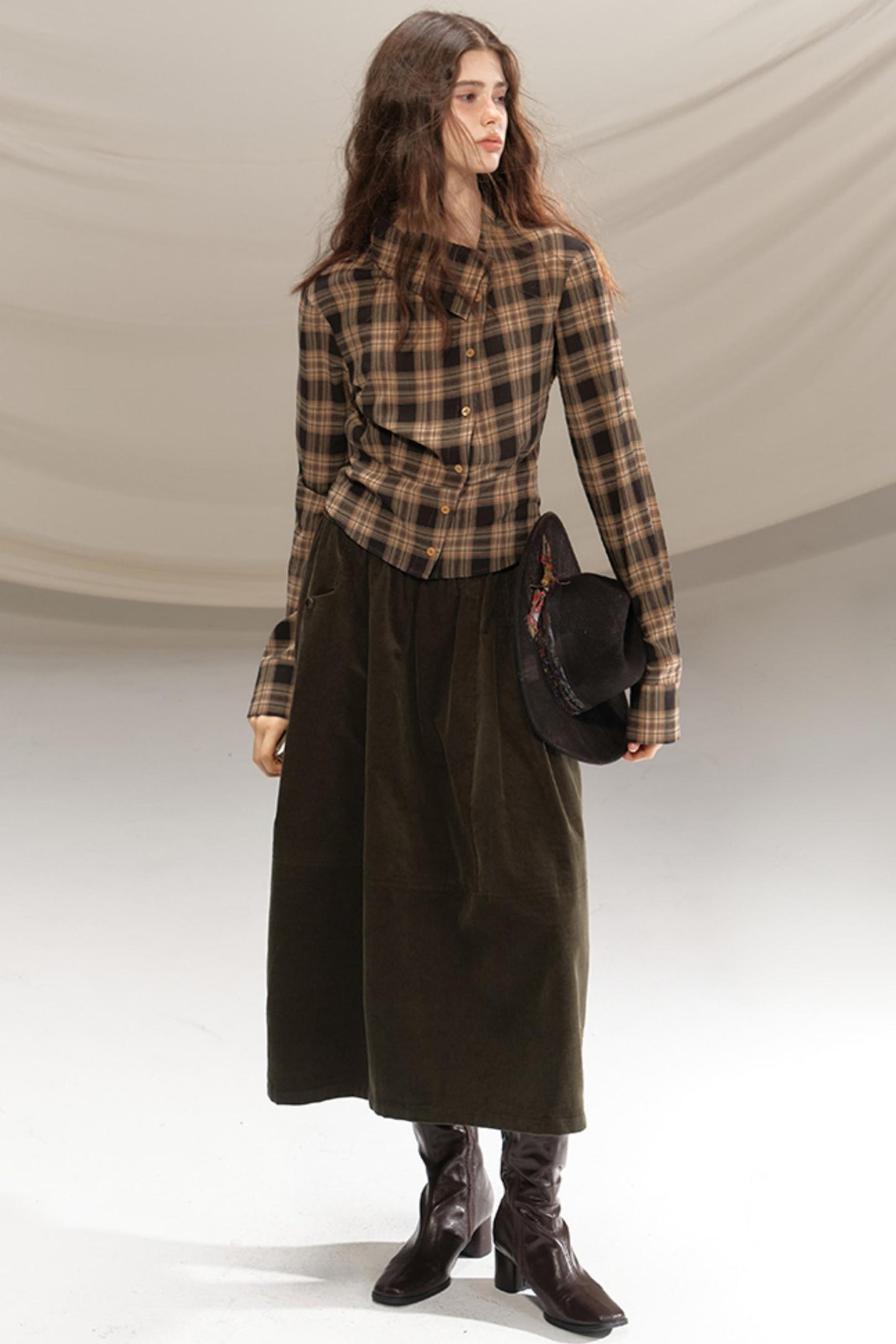 Retro Green Pleated Skirt