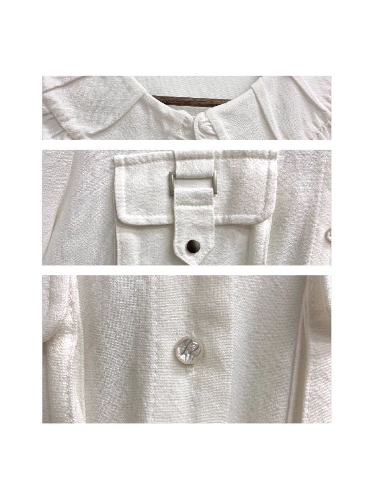 Doll Collar Cotton Pocket Loose Shirt