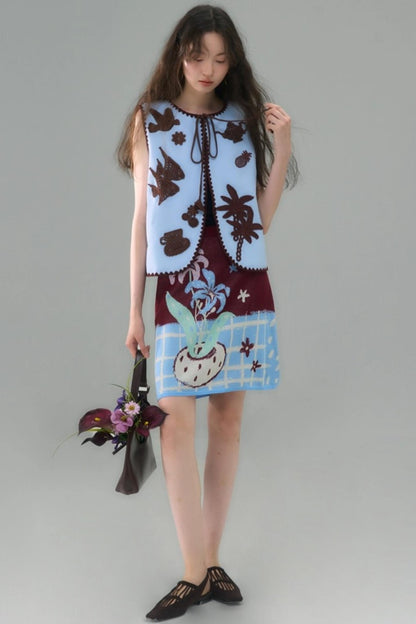 Original Lily Jacquard Tencel Vest Skirt Set-Up