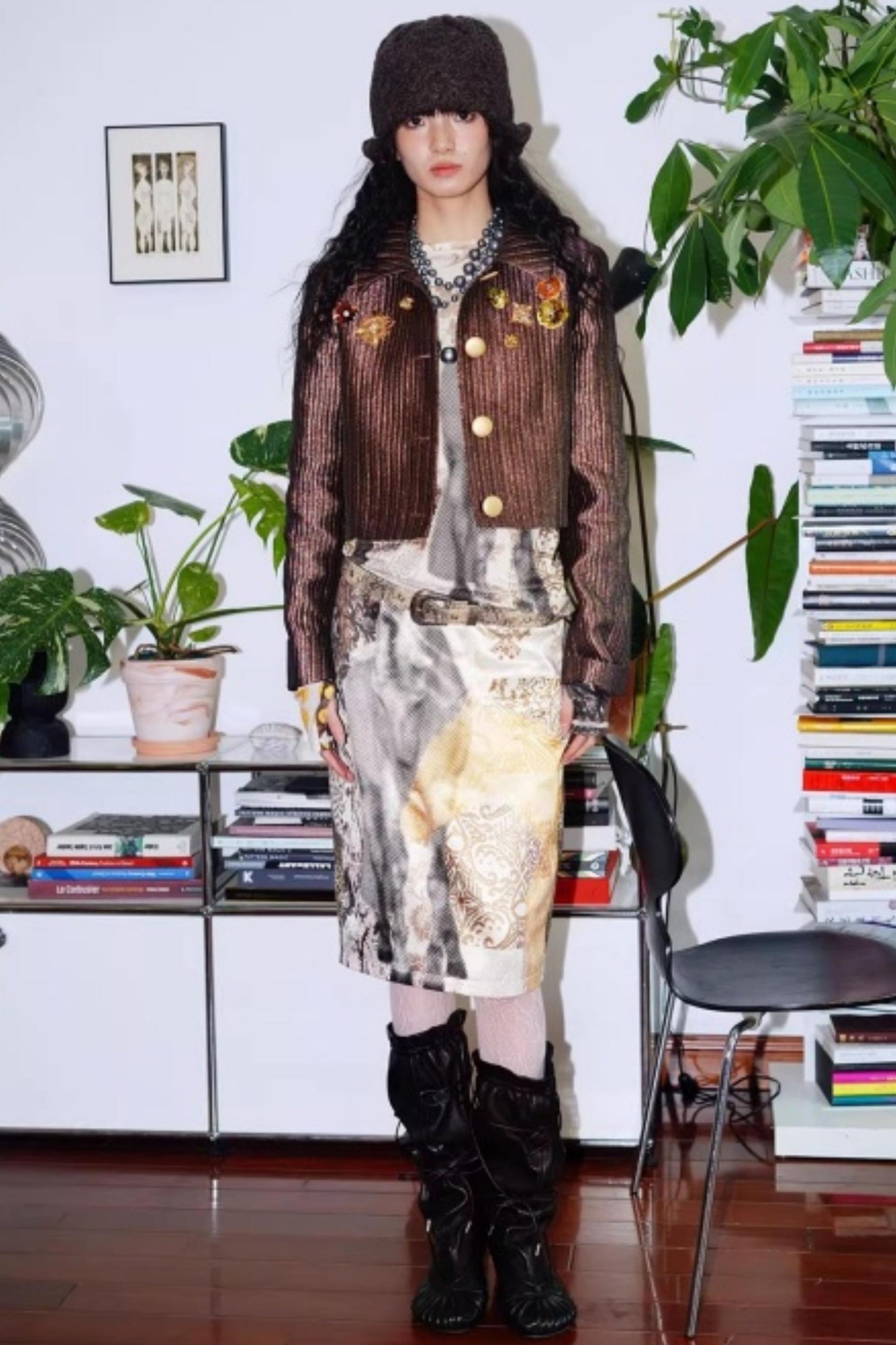 Vintage Original Print Denim Skirt