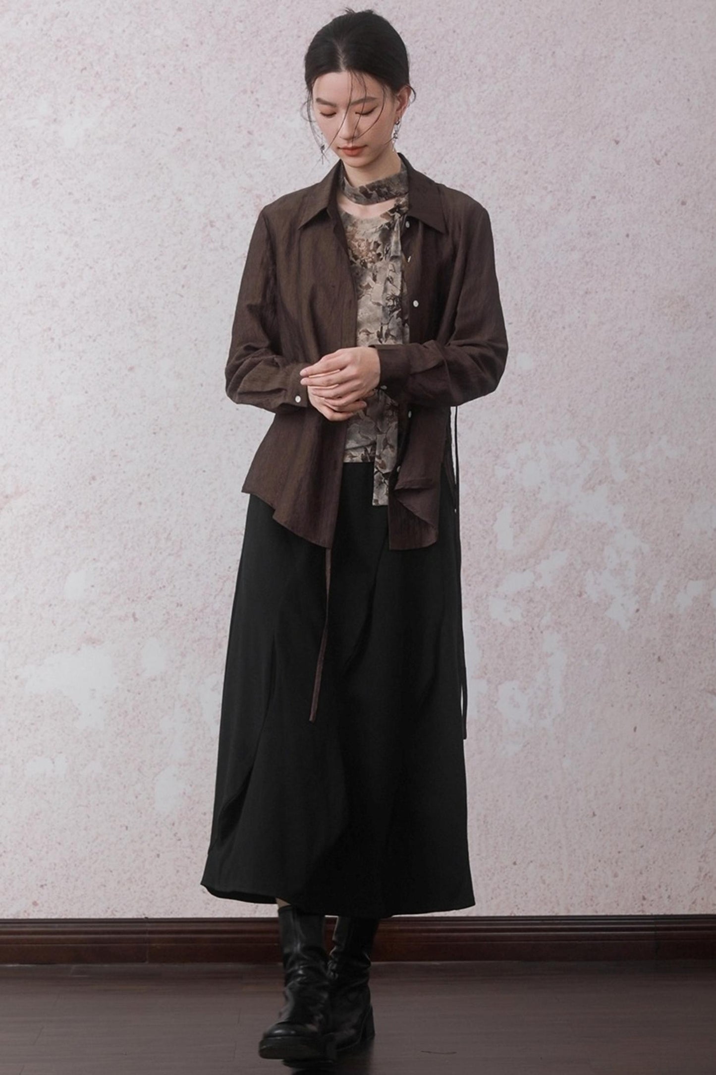 Autumn Acetate Chinese Shirt