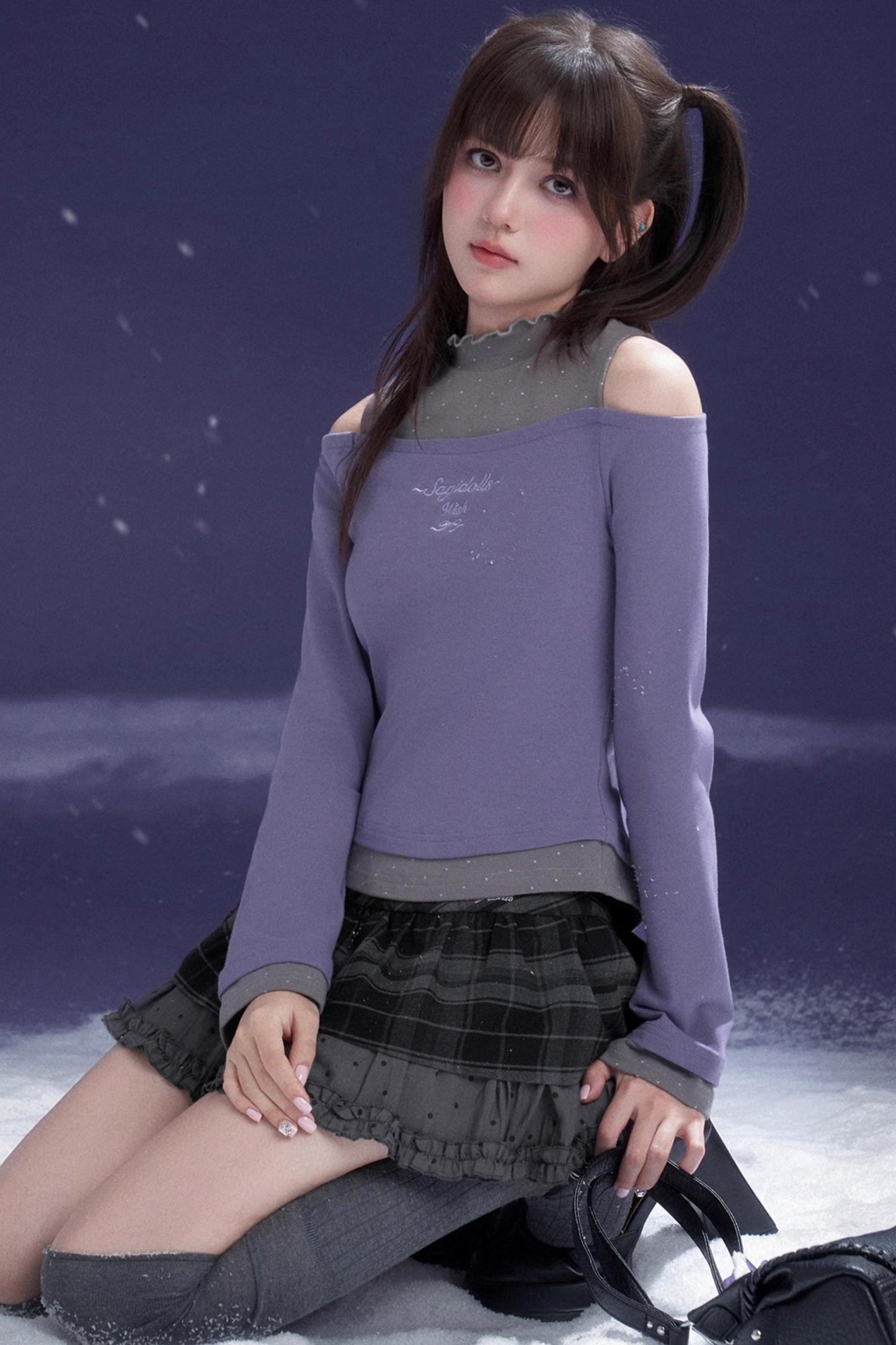 Energetic Two-Tone Off-Shoulder Top