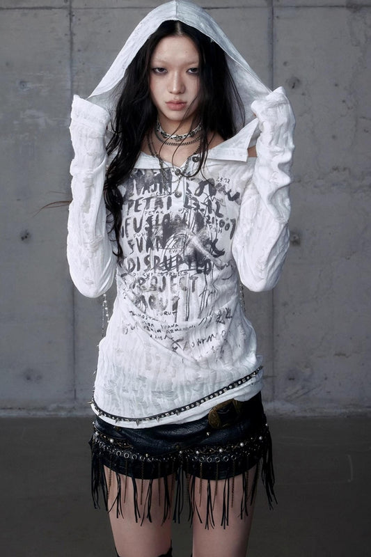 Vintage Punk Hooded Top