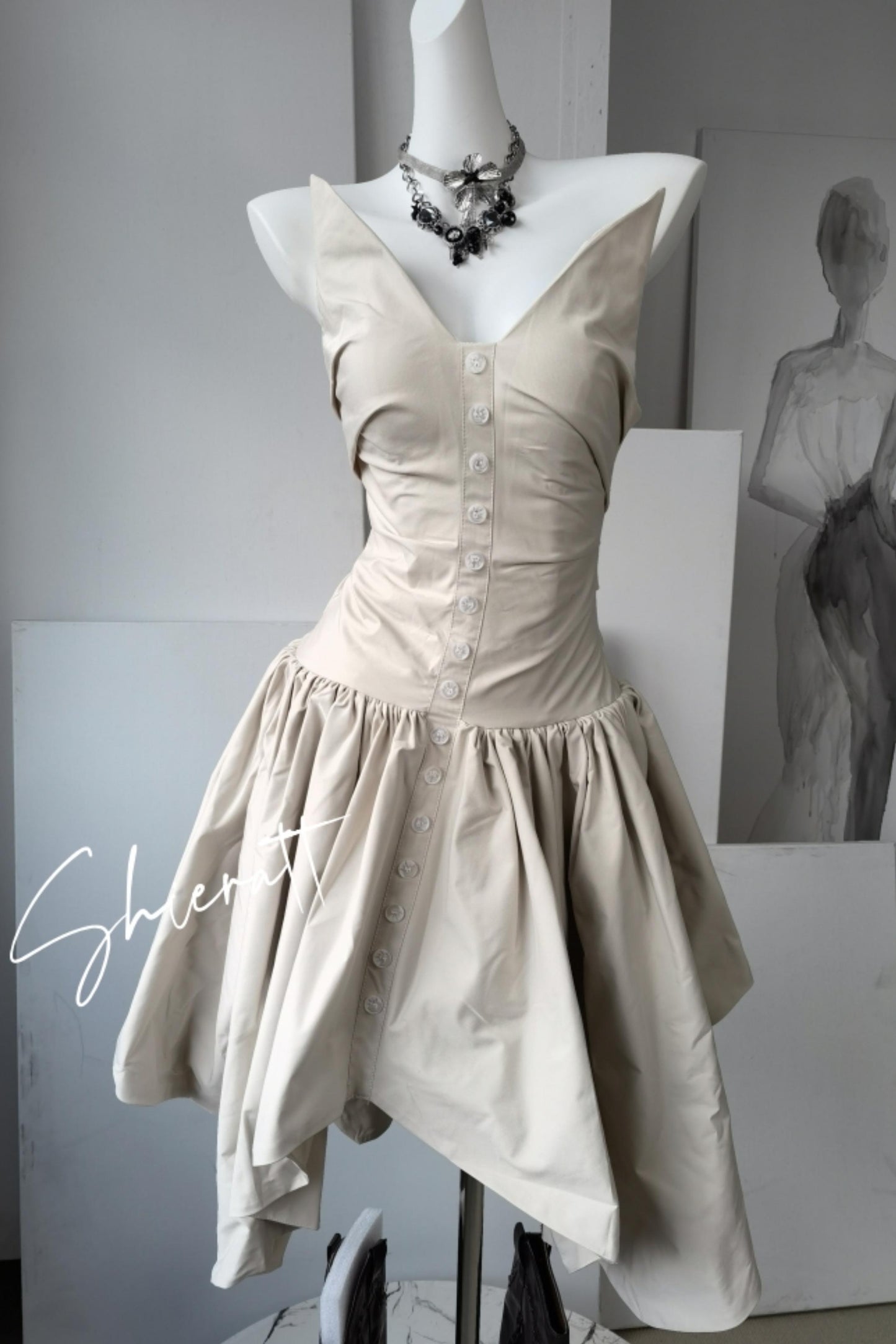 Vintage Irregular Fit & Flare Dress